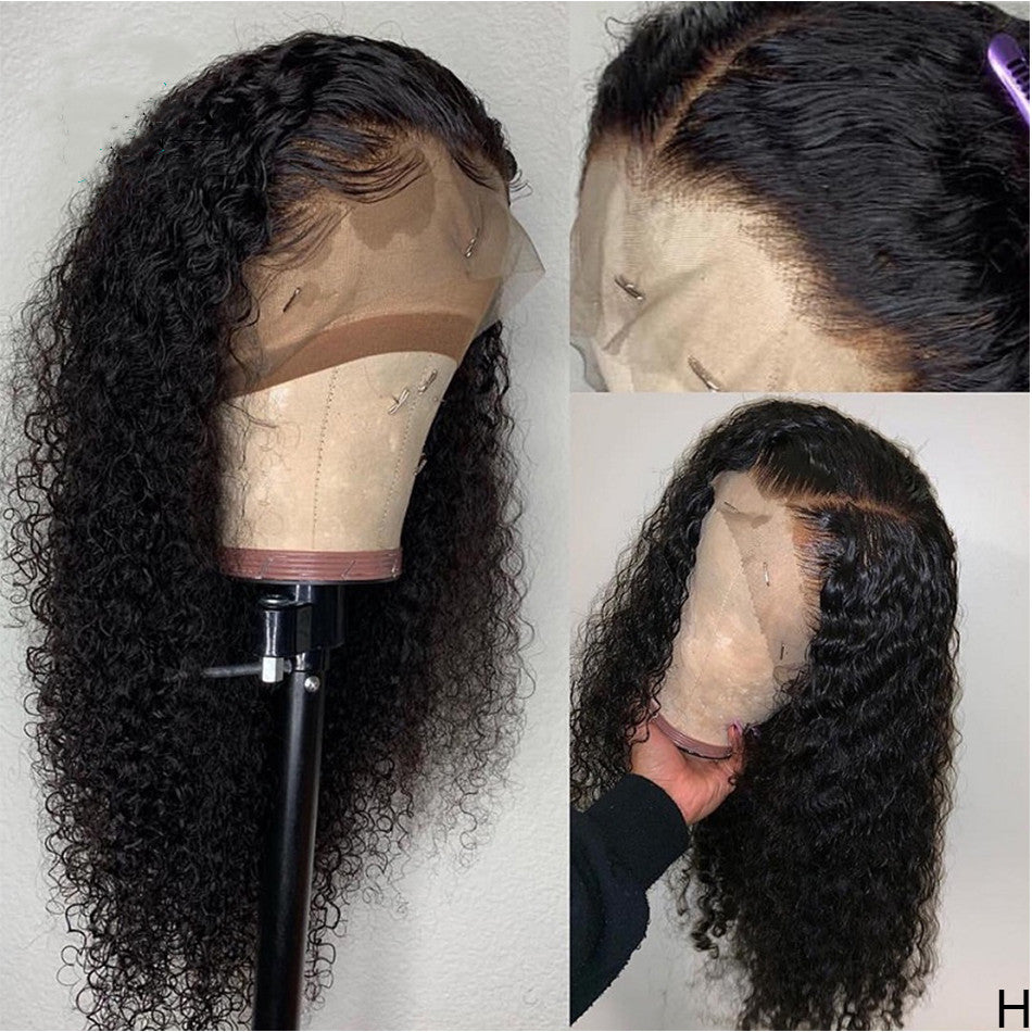 Small Wavy Curly Hair Wig, Elastic Wefting Cap,Hand-Tied Front Lace,Glueless Front Lace Cap,13×6 Front Lace,Combs Ontop & sides, Adjustable strap,1-2 Strands Bleached knots.