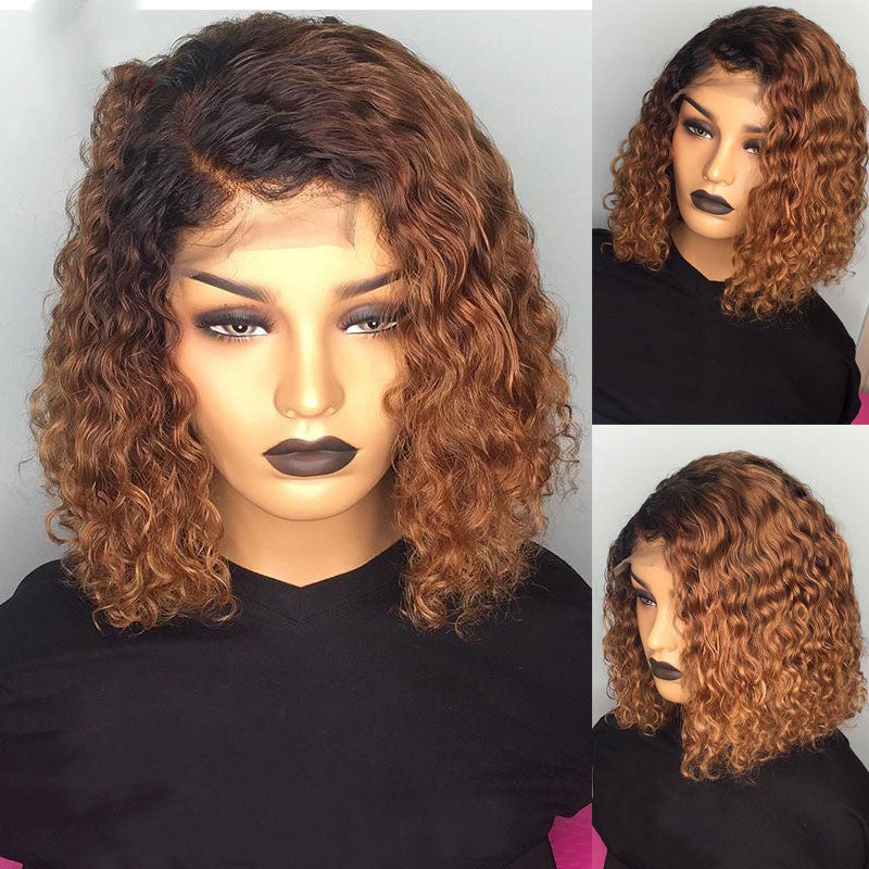Water wave bob wigs Human Hair, Natural Colors,1B/99j#,1B/30#,6-14 inches,Soft, Smooth,No Knots,No Hair Loss,Can be Dyed & Reshaped.