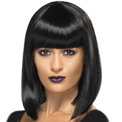 Natural Fashion Short Bangs Bobhaircut Wig Head Cover