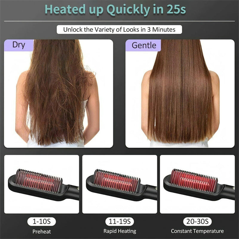 New 2 In 1 Hair Straightener/ Hot Comb - Negative Ion Curling Tong -  Dual-purpose Electric Hair Brush