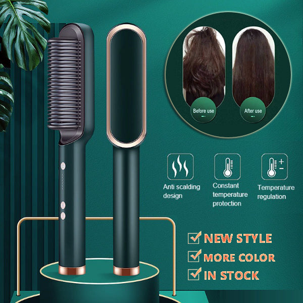 New 2 In 1 Hair Straightener/ Hot Comb - Negative Ion Curling Tong -  Dual-purpose Electric Hair Brush