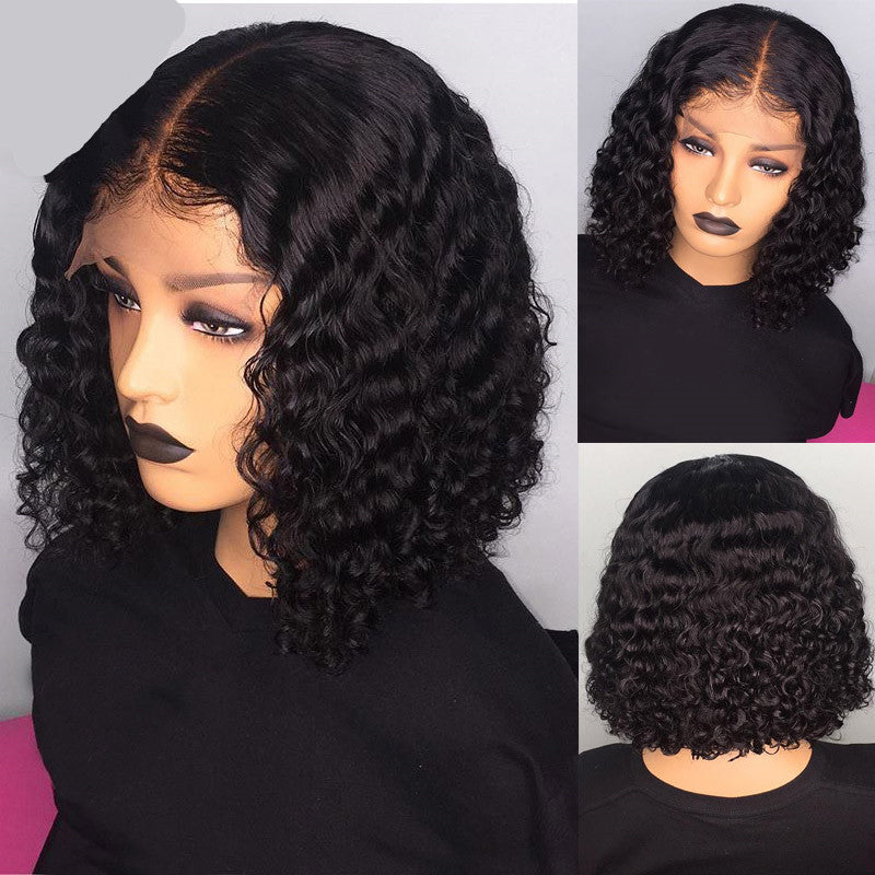 Water wave bob wigs Human Hair, Natural Colors,1B/99j#,1B/30#,6-14 inches,Soft, Smooth,No Knots,No Hair Loss,Can be Dyed & Reshaped.