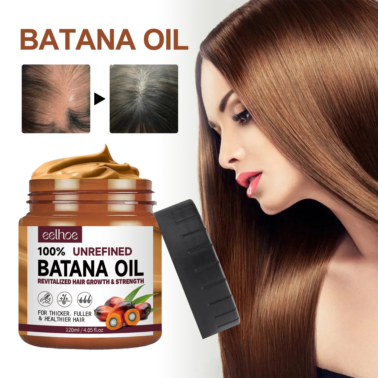 Hair Conditioner - Pure Batana Oil - Straightening Smoothing Hair Mask - Anti Hair Loss Treatments For Split Ends & Damaged Hair