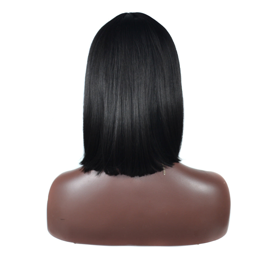 Natural Fashion Short Bangs Bobhaircut Wig Head Cover