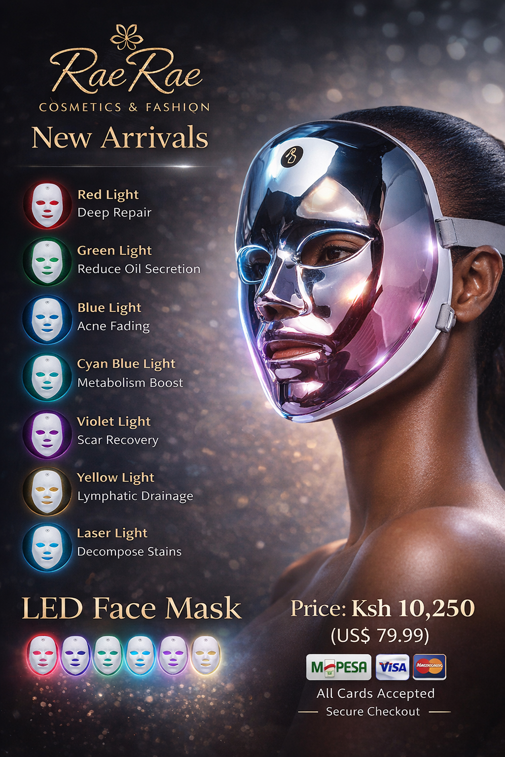 LED Rechargeable Face Mask for Rejuvenation of Facial Skin.